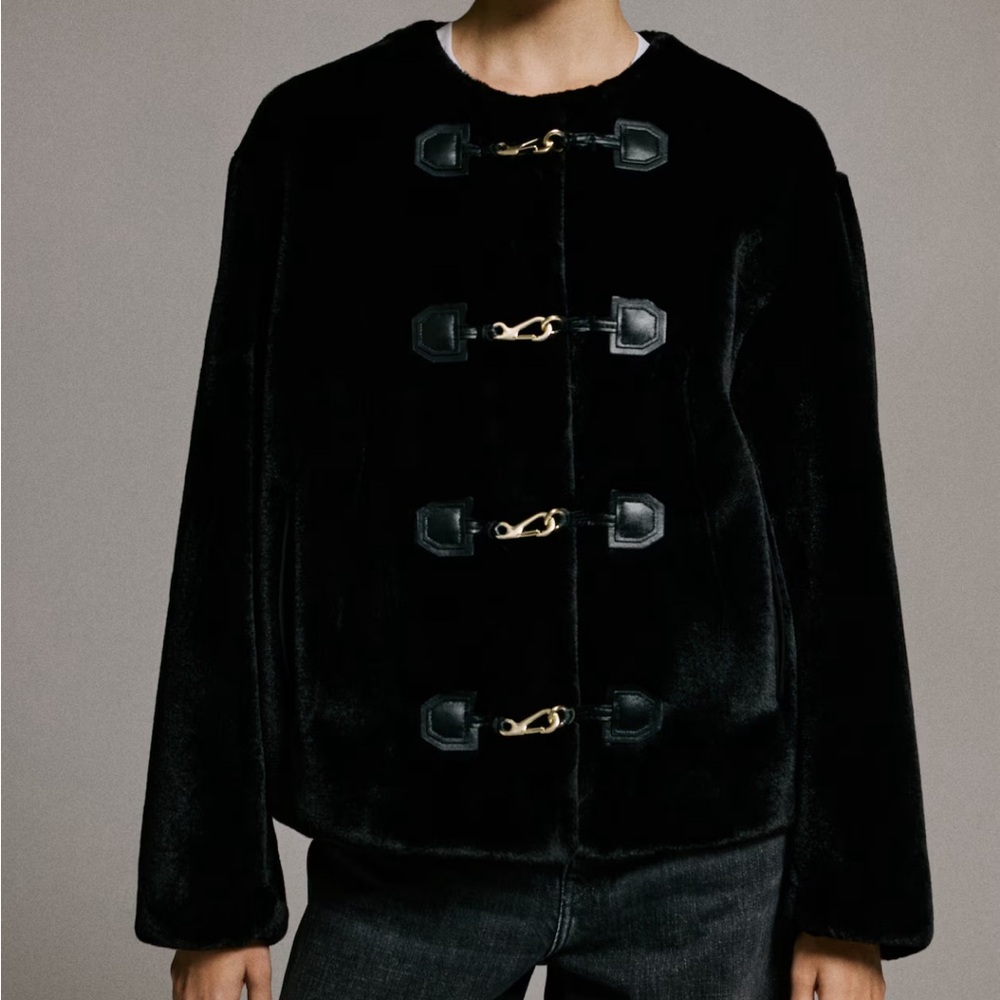 H&M Black Cropped Duffel Style Jacket NWT